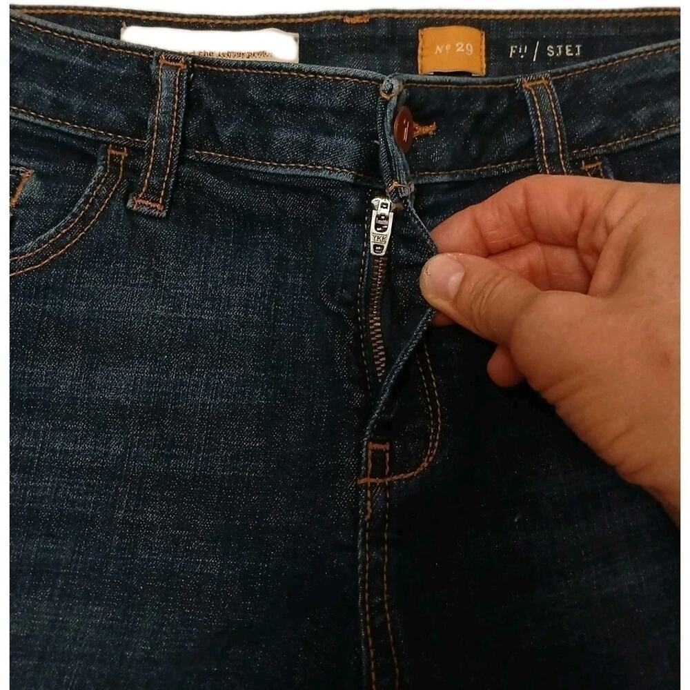 Anthropologie Pilcro Letterpress Blue Denim Shorts 32 Blue Salvage Roll Up $65 - Picture 12 of 16